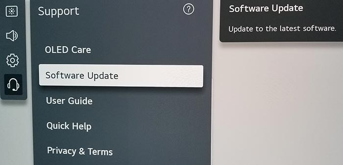 LG TV Software Update Menu