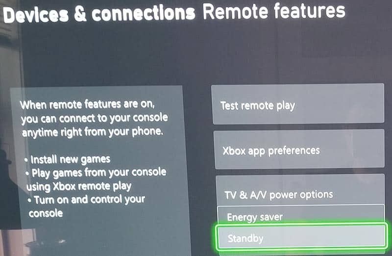 Xbox Device & Connections options
