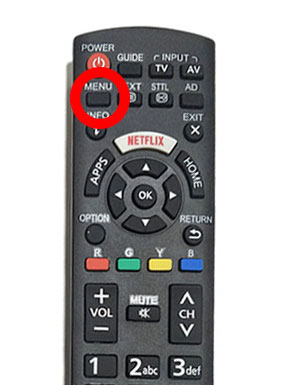 Panasonic TV remote menu button