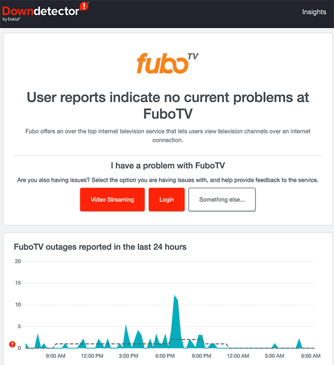 Fubo TV not loading?, check down detector