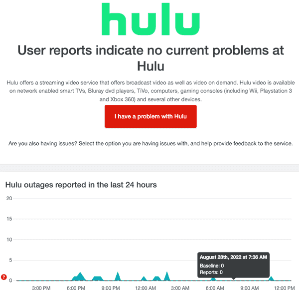 Hulu not loading?, check the down detector website