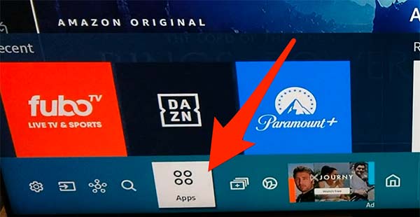 An apps page on a Samsung Smart TV menu