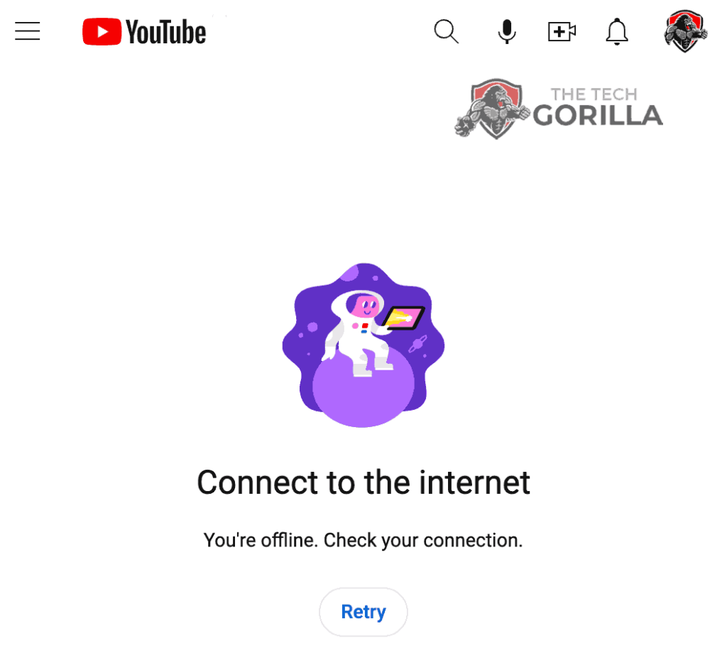 YouTube you're offline check your connection