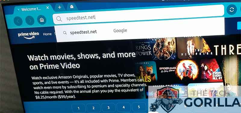 Use web browser to perform speed test on Samsung TV