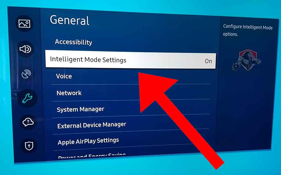 Navigate to the intelligent mode settings to stop Samsung TV auto dimming