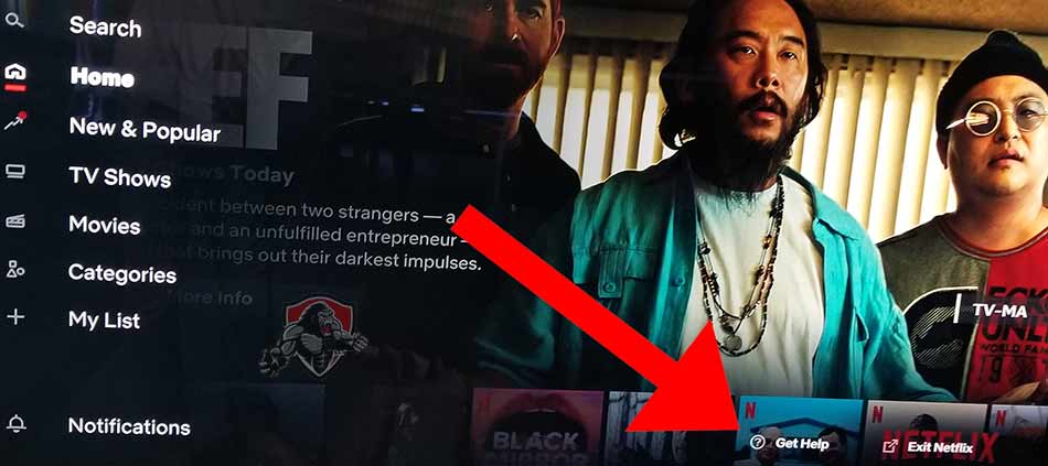 Samsung TV Netflix get help button