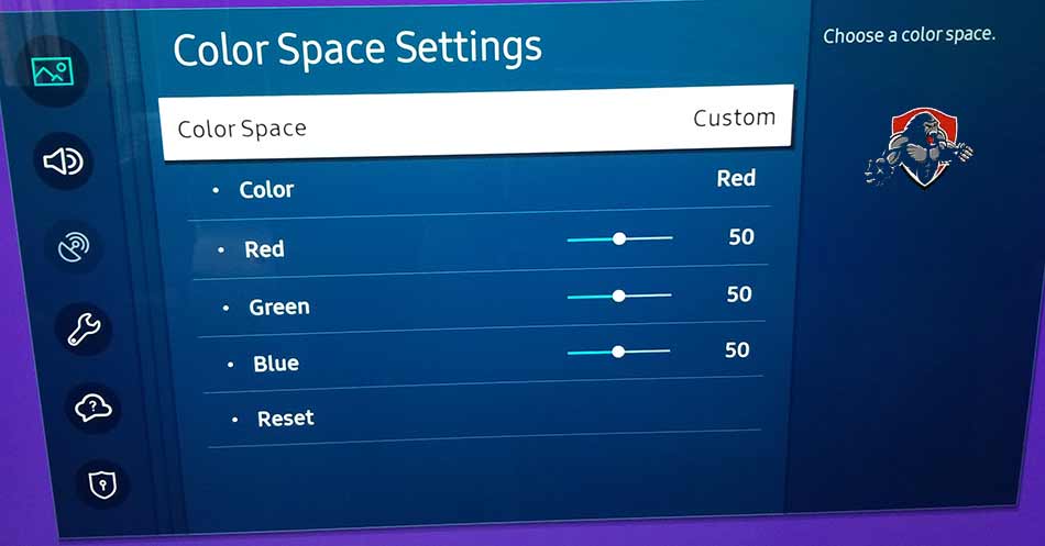Samsung TV color space options