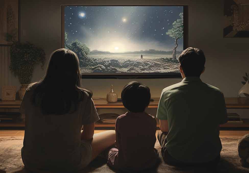A family watching Crunchyroll