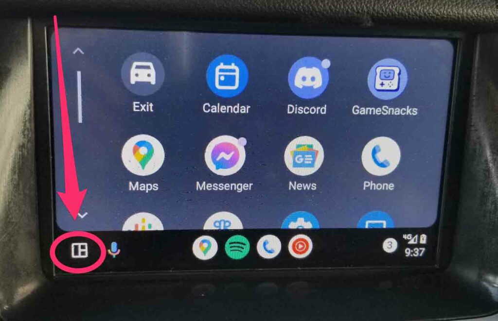 Android Auto split screen activation