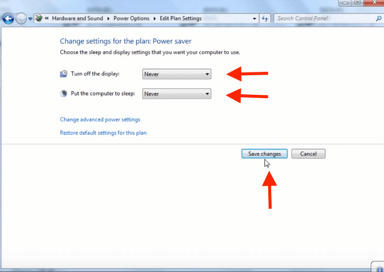 Dell monitor always enter power save mode: screenshot showing how to turn off power save mode on Windows 7&8
